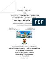 A Project Report ON: "Manufacturing Strategies For Competitive Advantage of Wings Biotech Pvt. LTD."