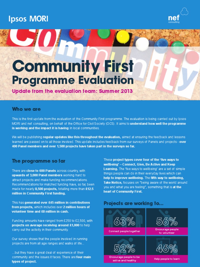 Community First Summer 2013 Evaluation Update | PDF | Evaluation ...
