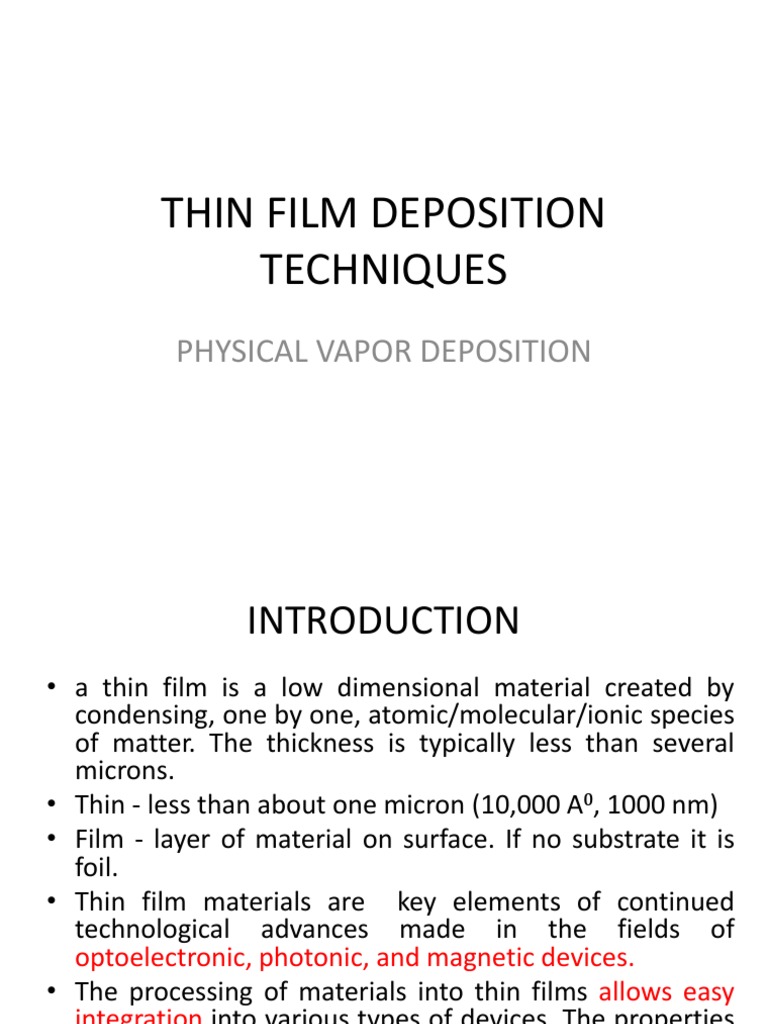 Thin Film Deposition Methods | PDF | Thin Film | Sputtering