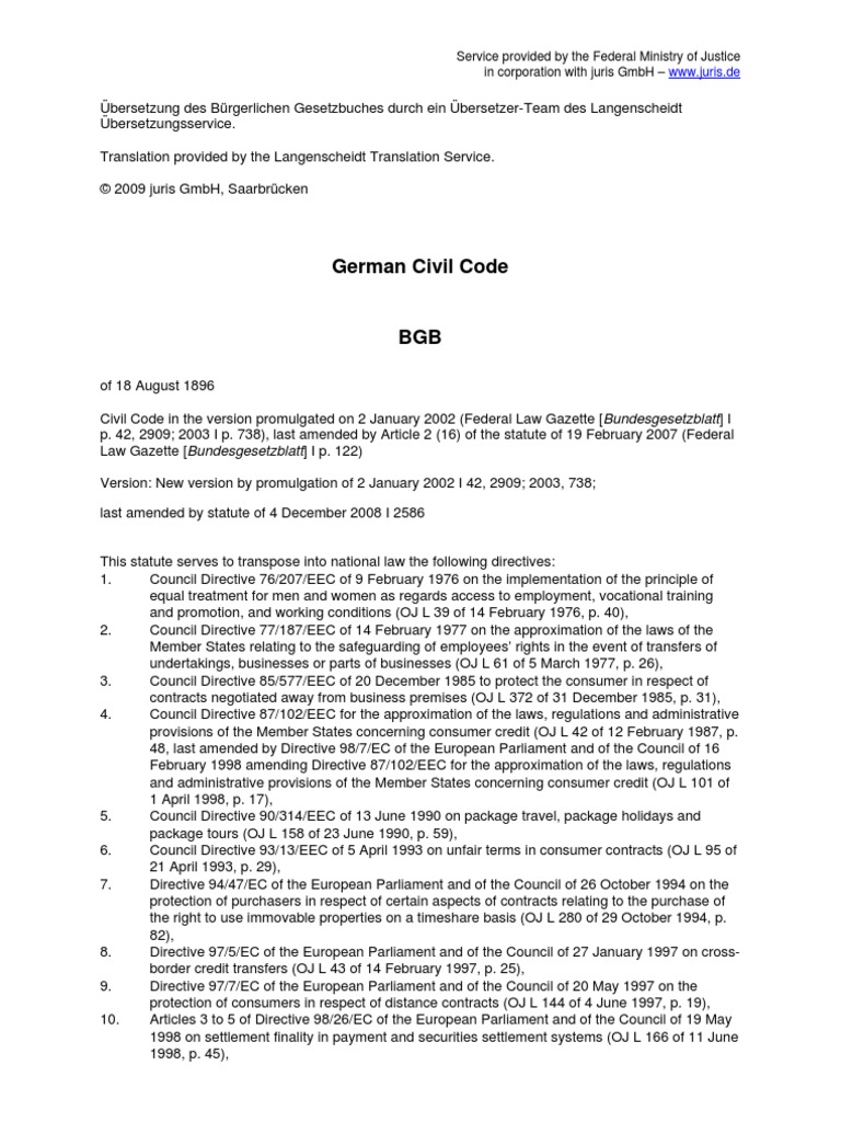 187 Bgb German Civil Code
