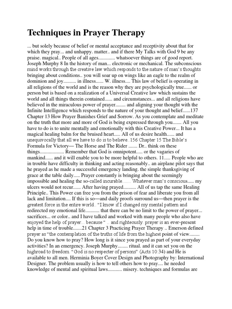 Techniques in Prayer Therapy Prayer Thought