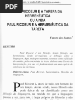 Paul Ricoeur e a Tarefa Da Hermeneutica