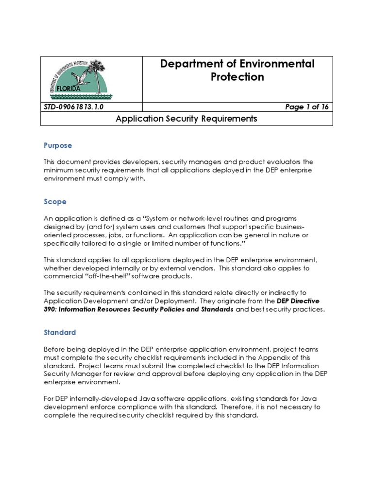 DEP Application Security Standards | PDF | Password | Encryption