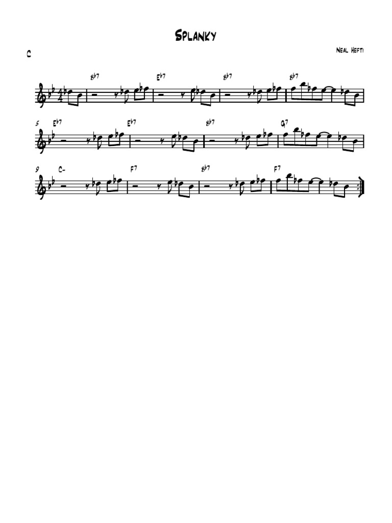 Splanky Lead Sheet by Neal Hefti | PDF