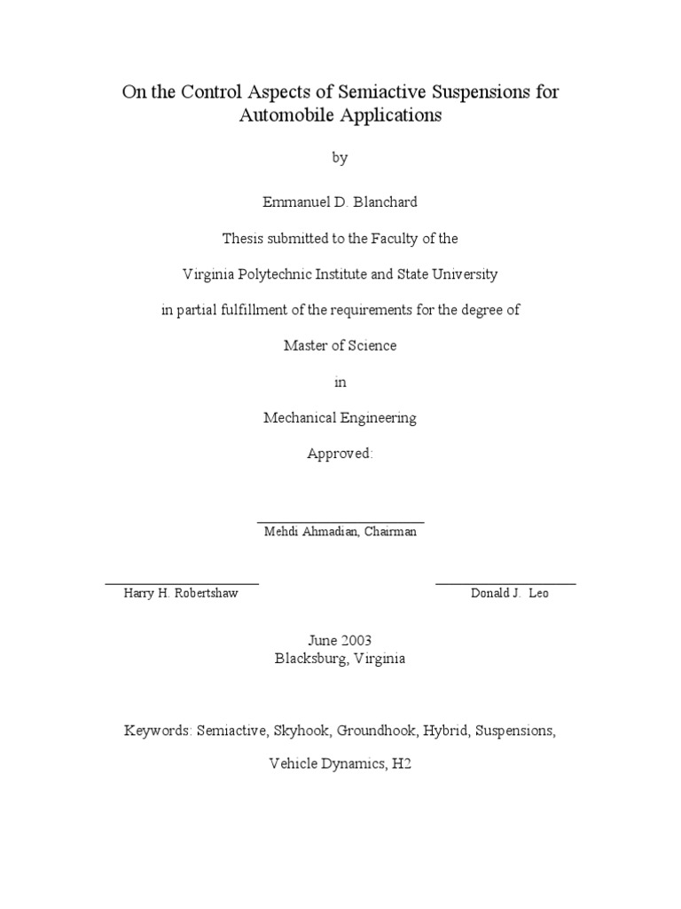 Thesis Emmanuel Blanchard PDF Suspension (Vehicle) Mechanical