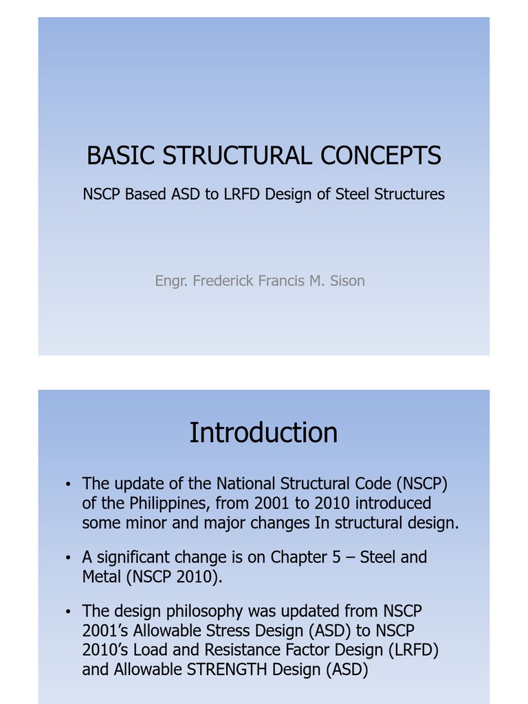 Basic Structural Concepts (NSCP Based ASD To LRFD Design of Steel ...
