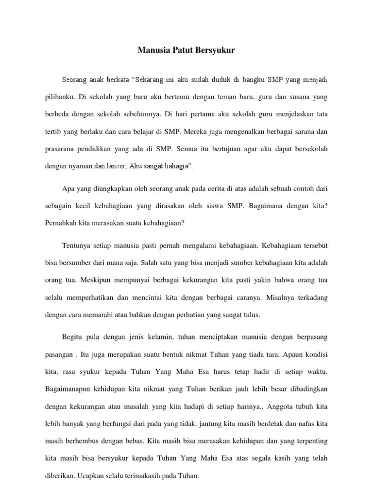 Manusia Patut Bersyukur