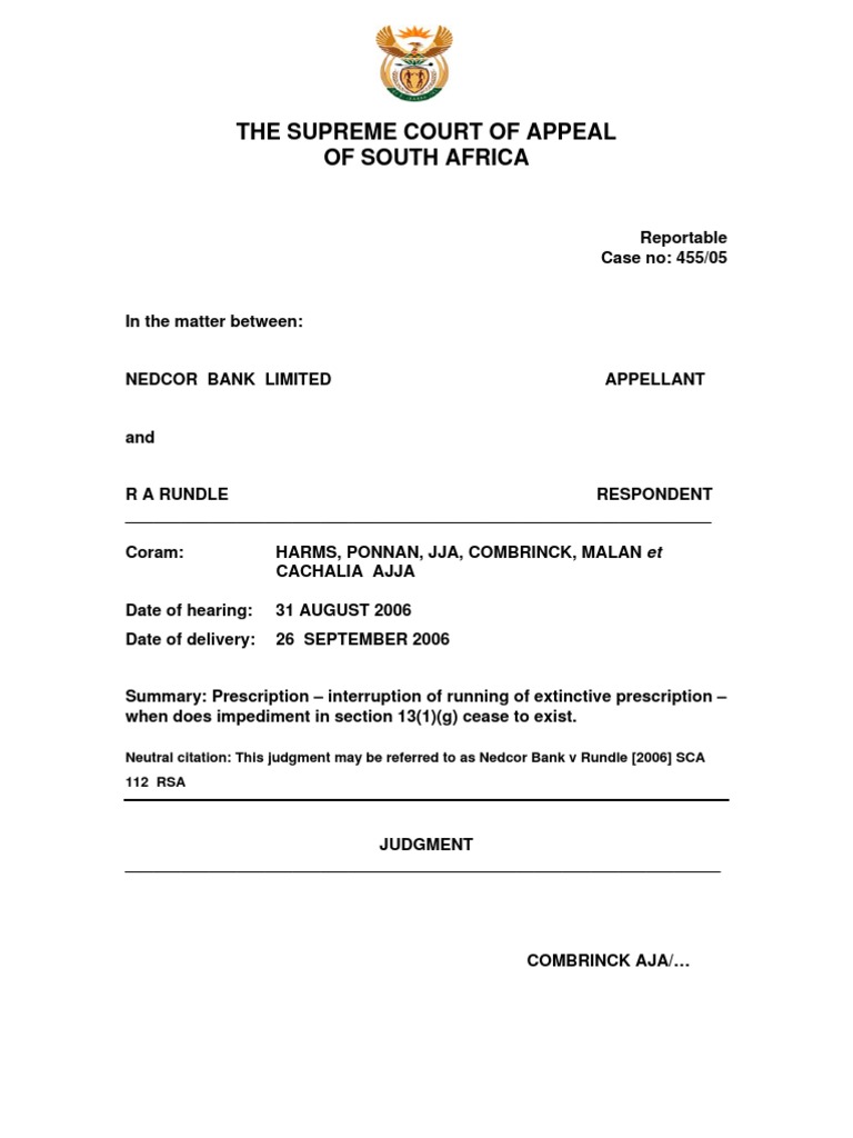 Nedcor V Rundle Judgment Law Insolvency