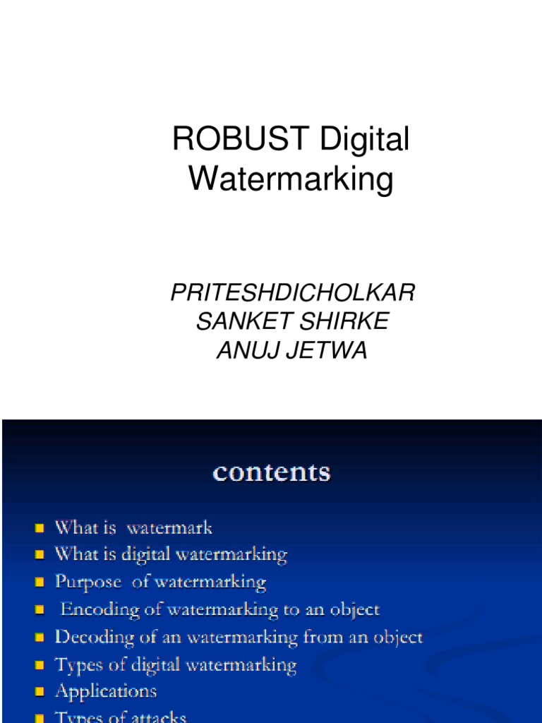 Digital Watermarking Techniques Explained | PDF