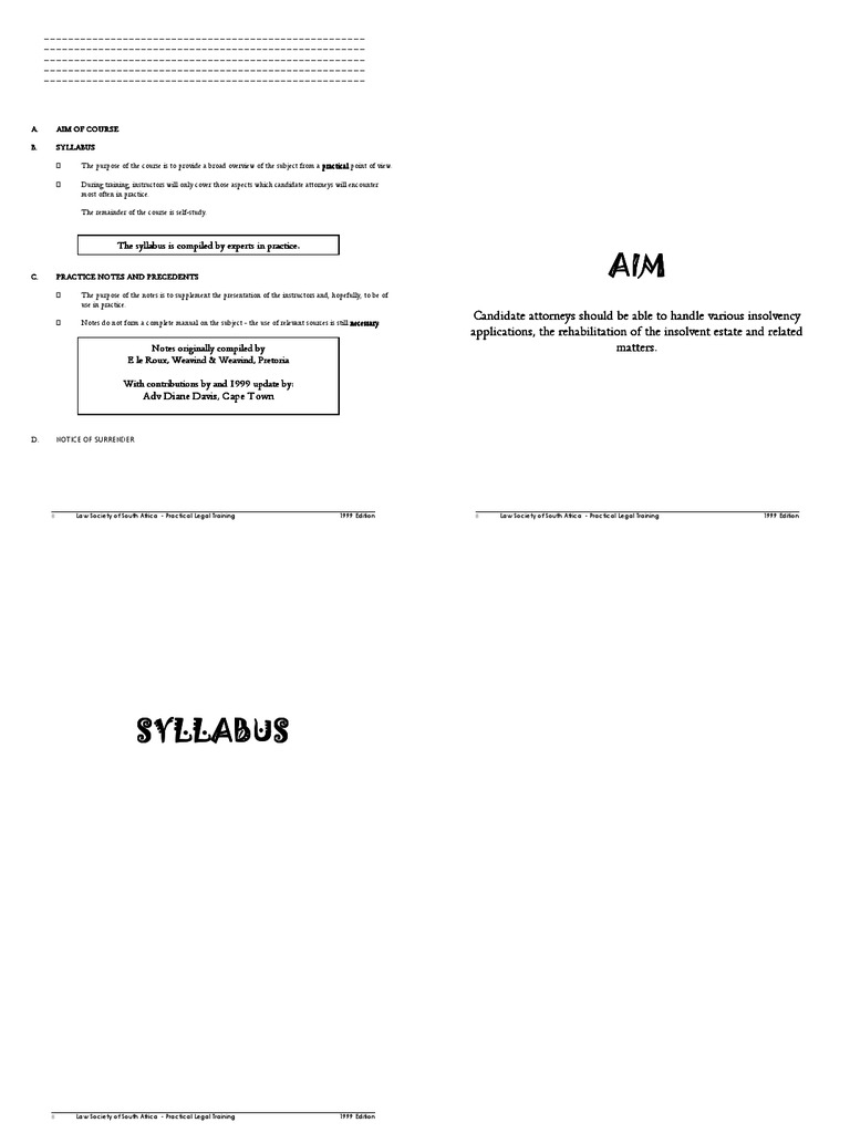 Insolvency Course Material For Namibia | PDF | Liquidation