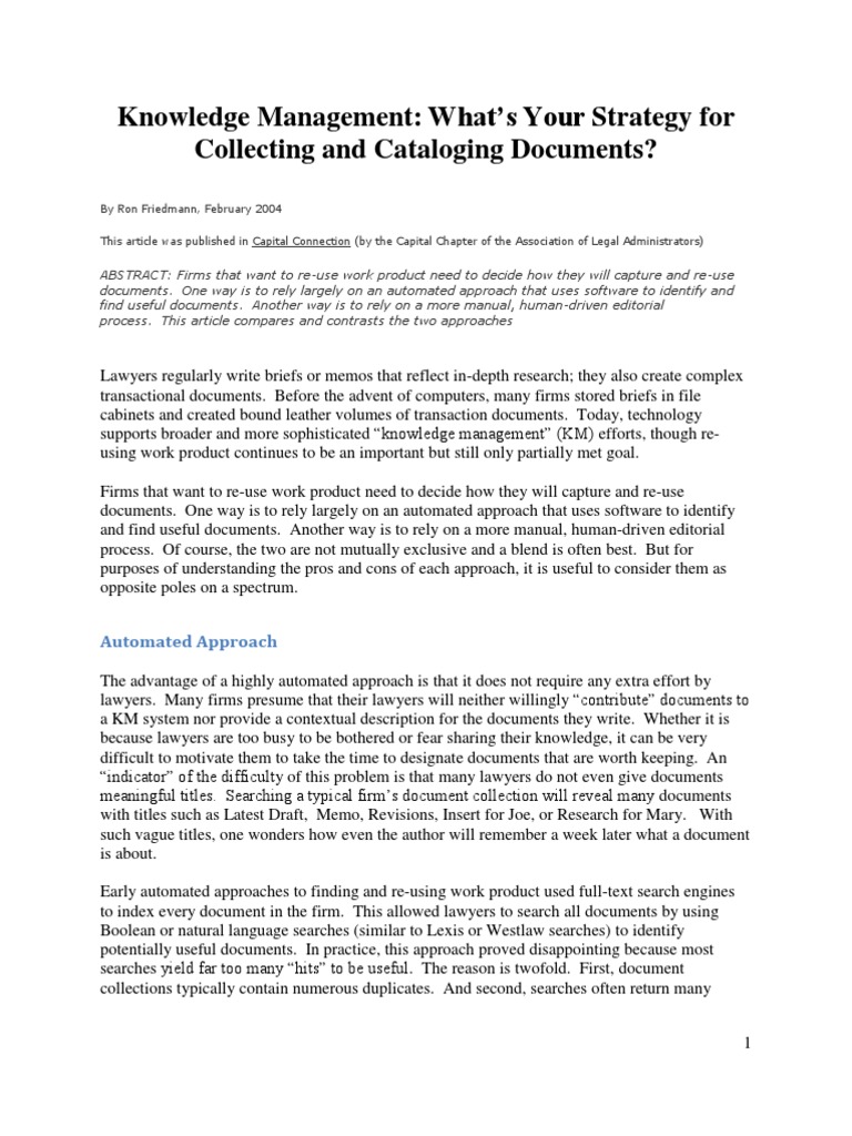 Selecting A Knowledge Management Collection Strategy | PDF | Knowledge ...