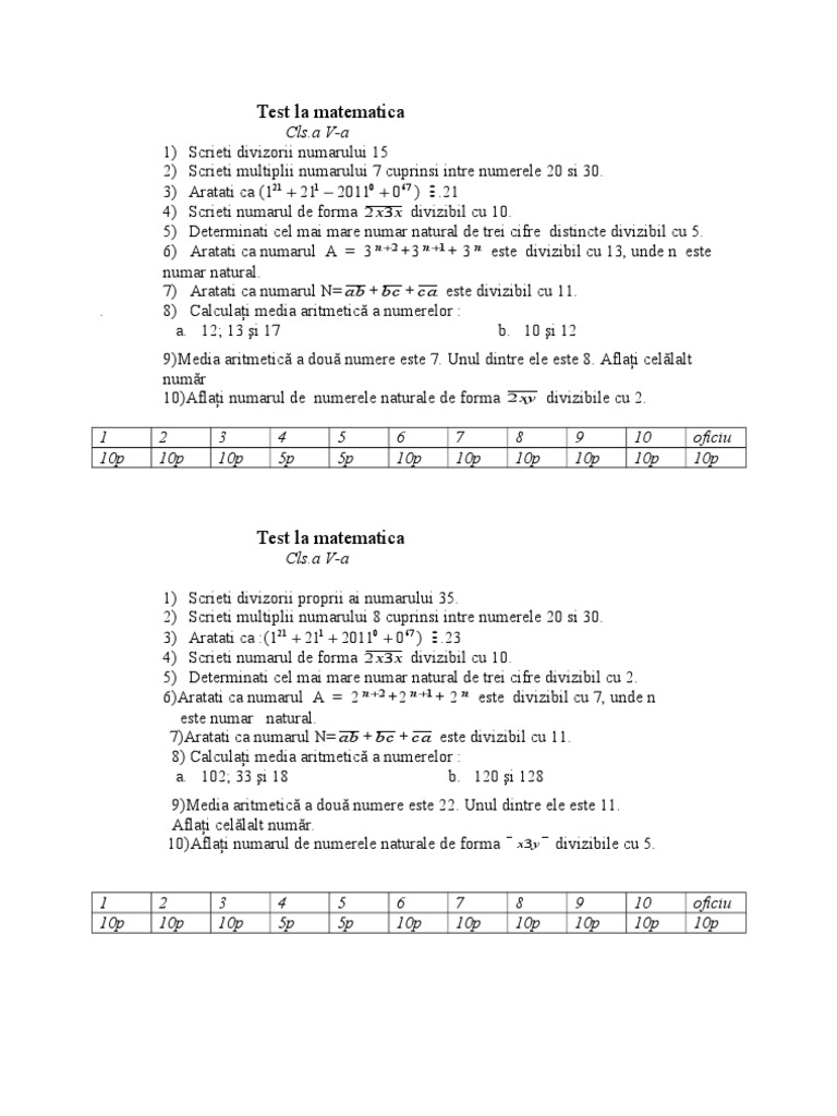 0 0 0 2 Test La Matematica | PDF