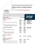 New Zealand Select Committee Meetings September 2-6 2013