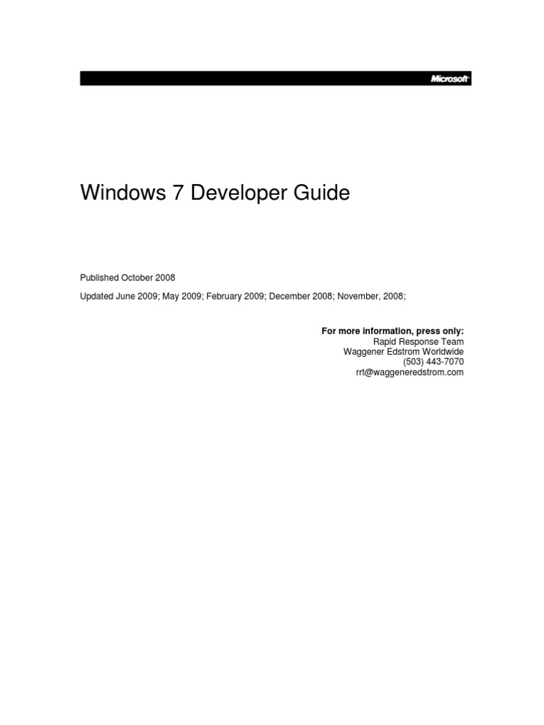 Windows 7 Developer Guide v1.5 | PDF | Windows 7 | Microsoft Windows