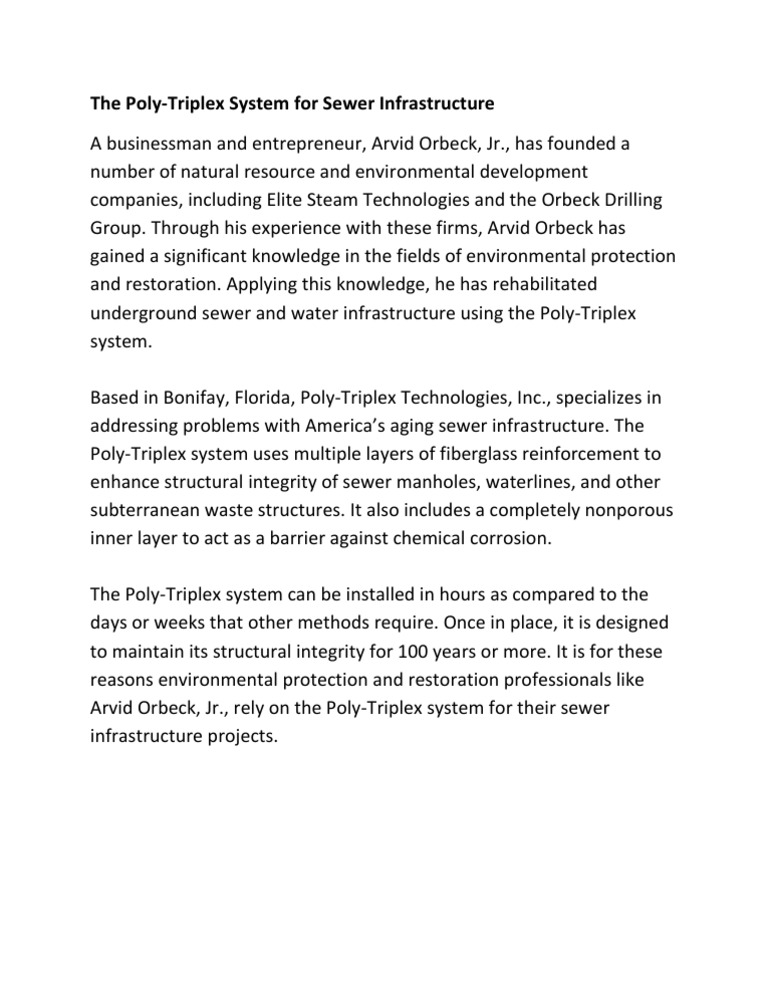 Poly-Triplex System for Sewer Repair | PDF | Home & Garden | Science ...