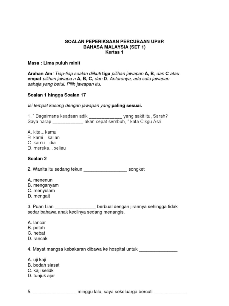 Soalan Peperiksaan Uppm 3 Pdf