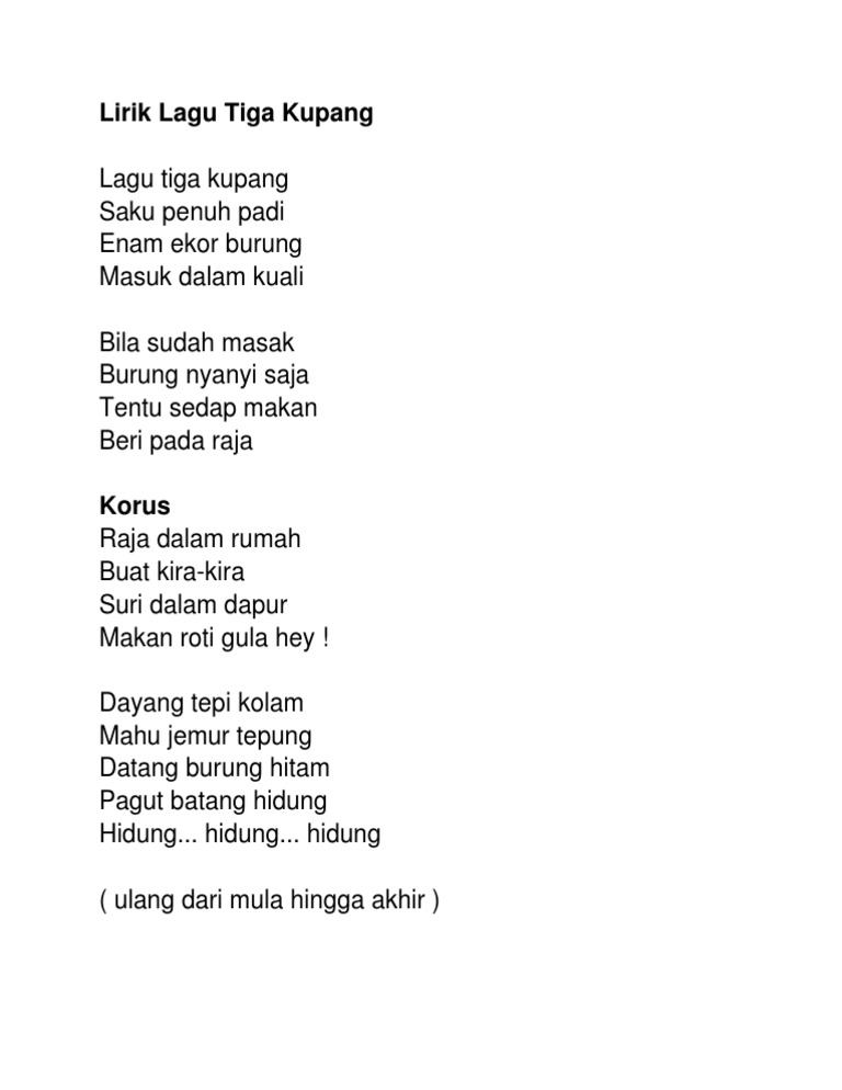 Lirik Lagu Tiga Kupang Pdf