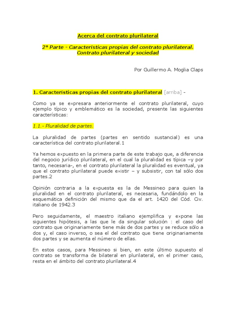 Contrato Plurilateral y Contrato Bilateral Liquidación