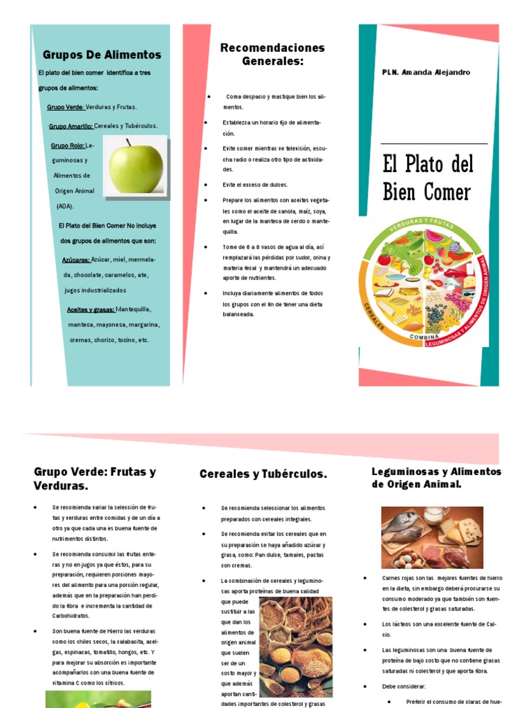 Tríptico Del Plato Del Bien Comer PDF Huevo como alimento Alimentos