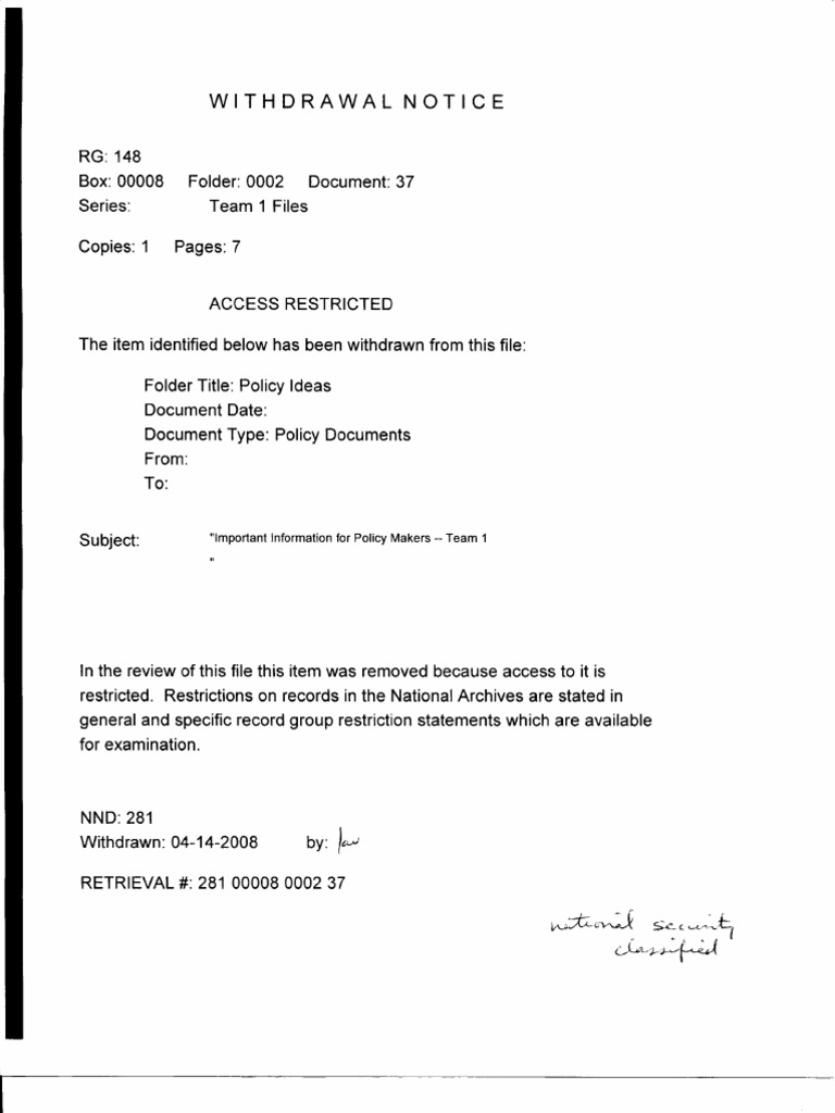 Withdrawal Notice for Restricted Policy Documents | PDF