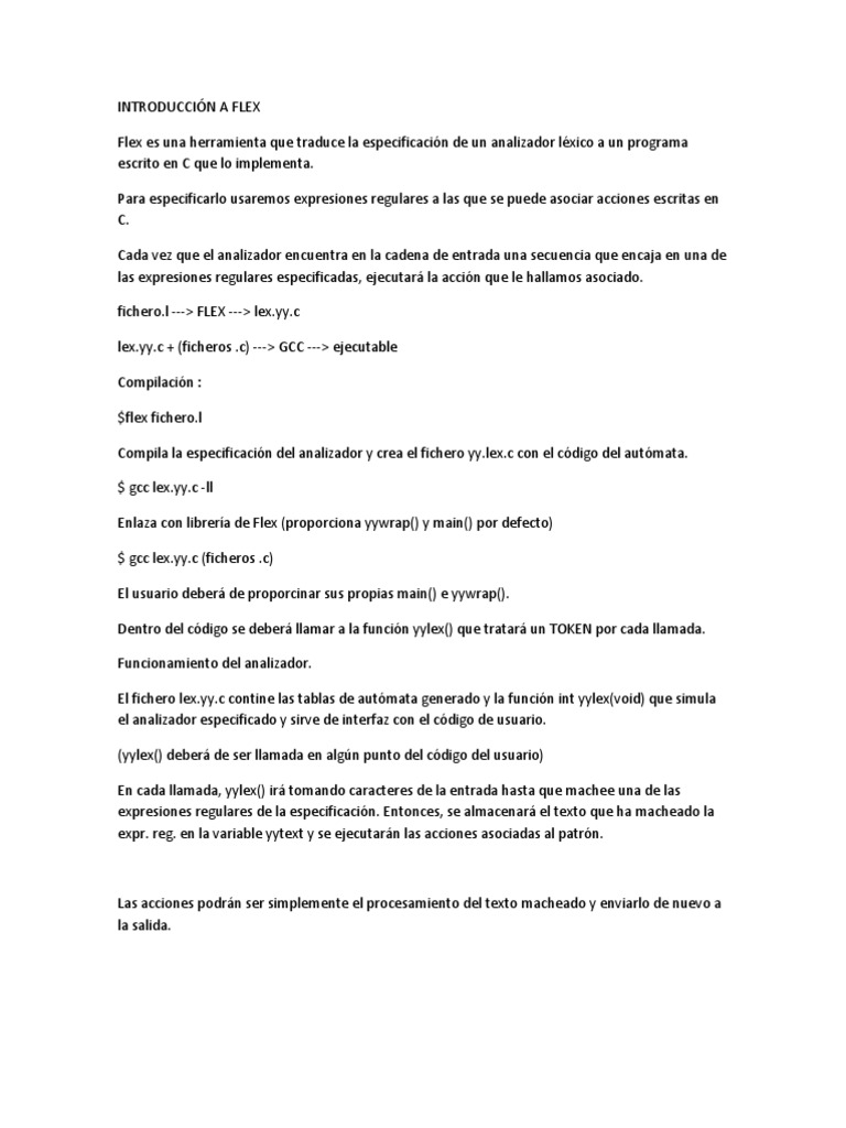 Introducción a Flex y su uso | PDF | Expresión regular | Compilador