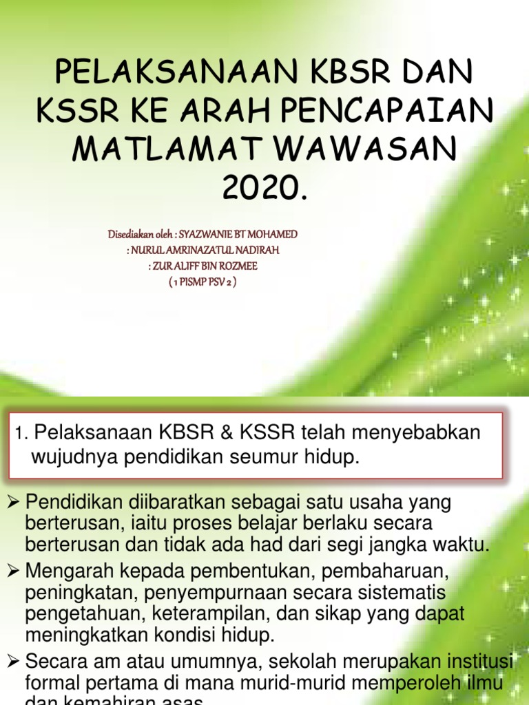 Pelaksanaan Kbsr Kssr Ke Arah Matlamat Wawasan 2020 Pdf