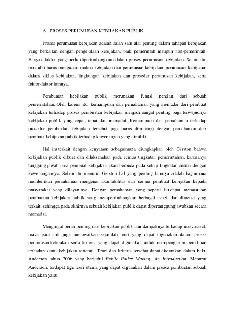 Proses Perumusan Implementasi Dan Evaluasi Kebijakan Publik