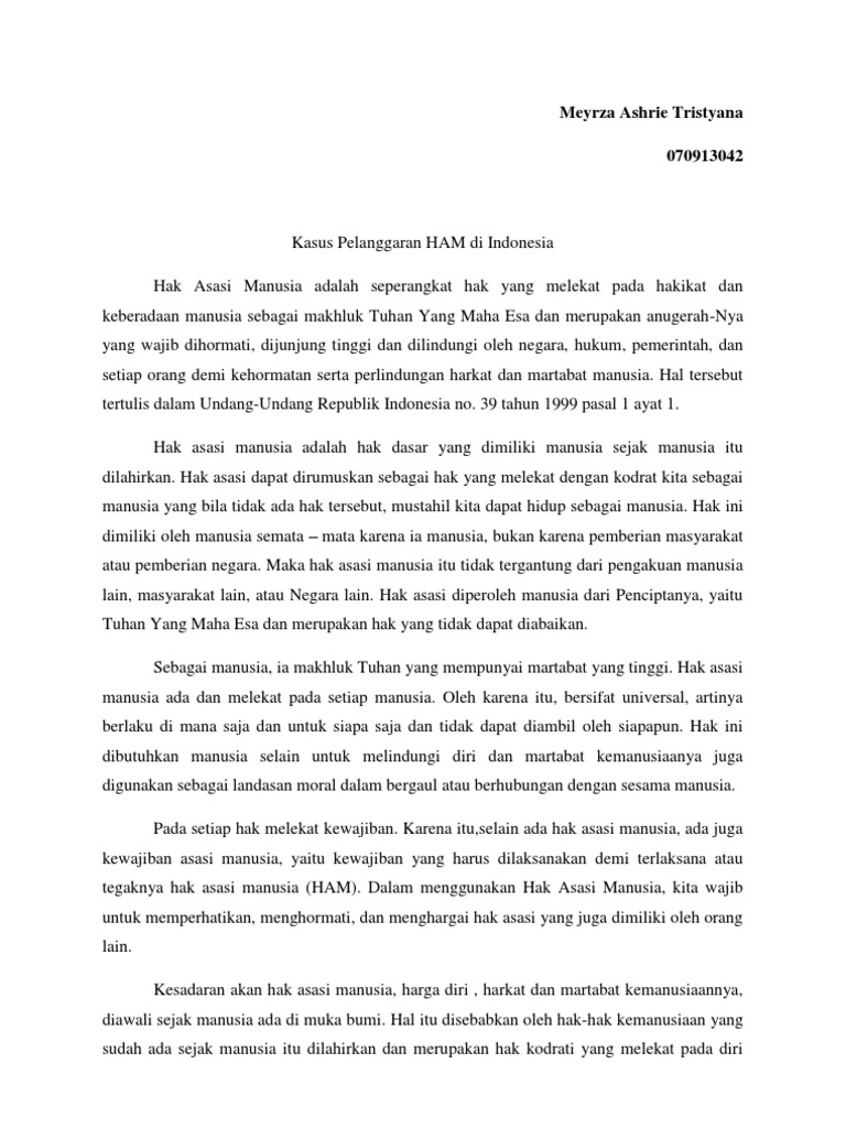 Kasus Pelanggaran Ham Di Indonesia
