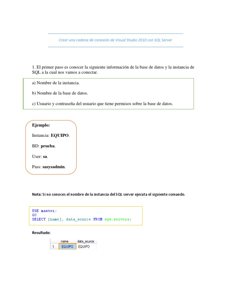 Conectar Visual Studio 2010 a SQL Server | PDF | Software de la ...