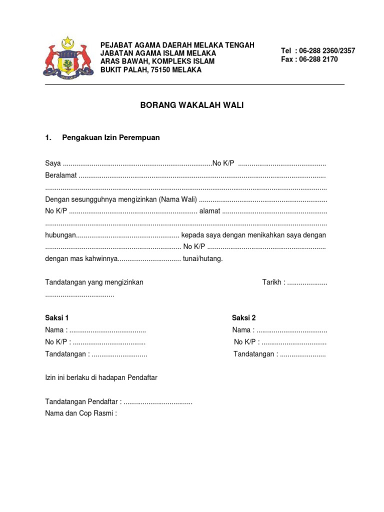Borang Wakalah Wali Jaim Pdf