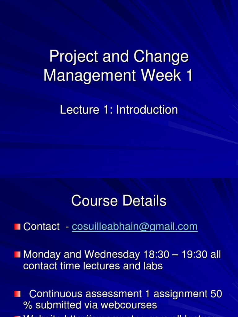 Project And Change Management Lecture 1 Pdf Project Management