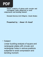 Elastic Stability of Plates With Circular and Rectangular Holes Subjected To Axial Compression and Bending Moment