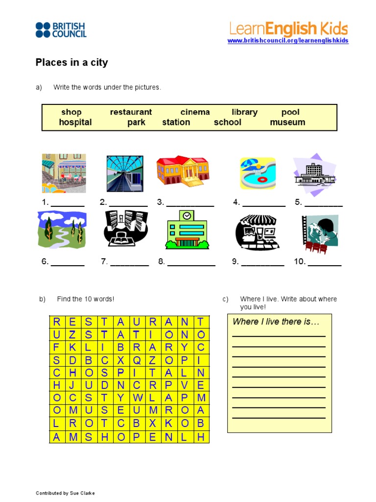 Learn English: City Places Activities | PDF