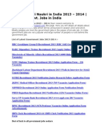 List of Sarkari Naukri in India 2013-2014