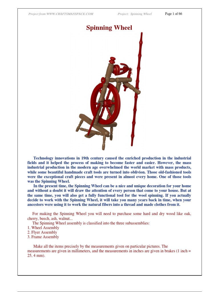 Spinning Wheel Free Woodworking Plan PDF Spinning (Textiles