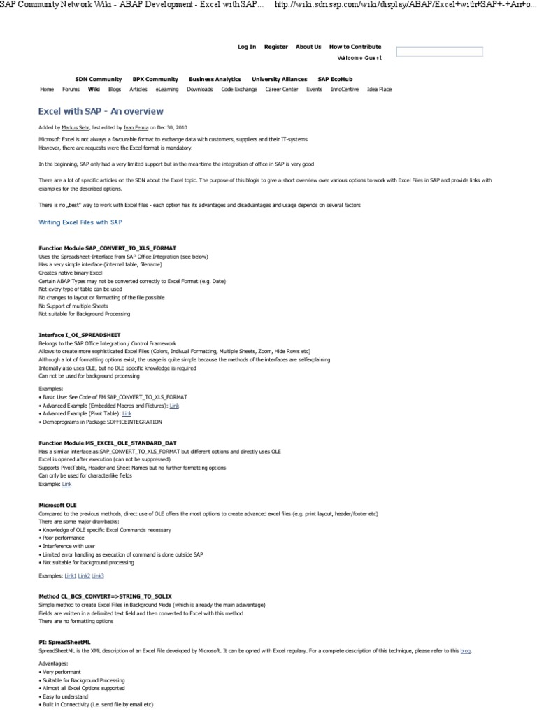 Excel With SAP | PDF | Microsoft Excel | Application Programming Interface