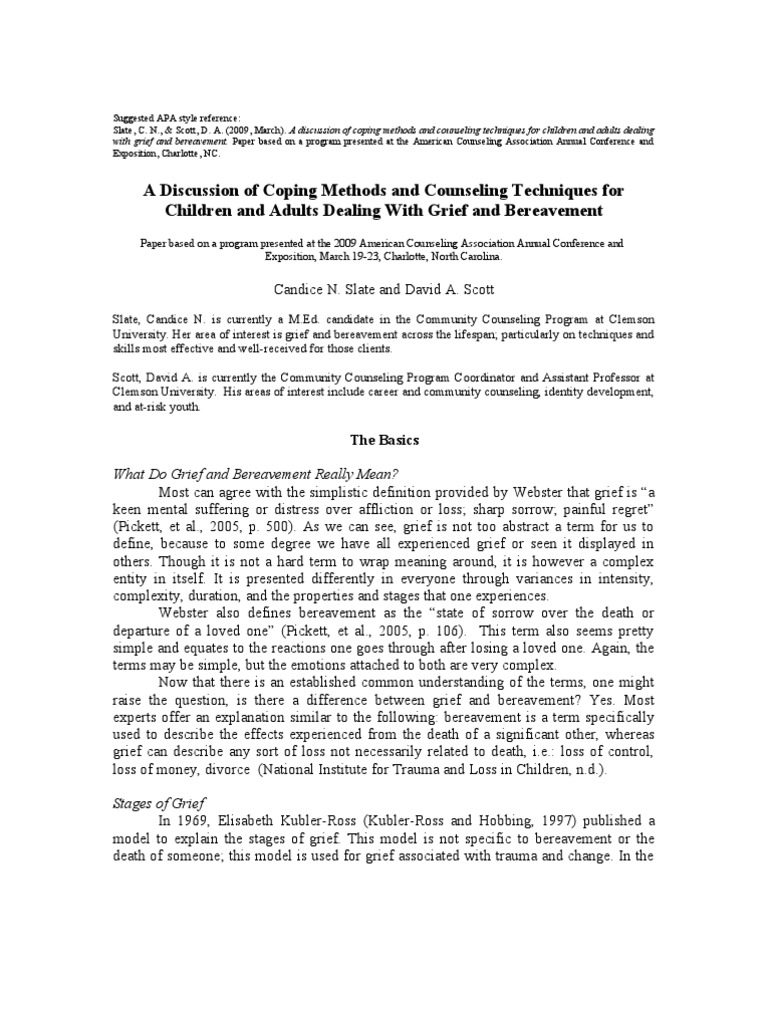 Child and Adolescent Grief | PDF | Grief Counseling | Grief