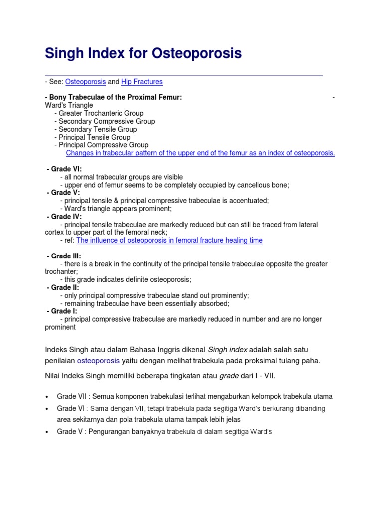 Singh Index Grading for Osteoporosis | PDF