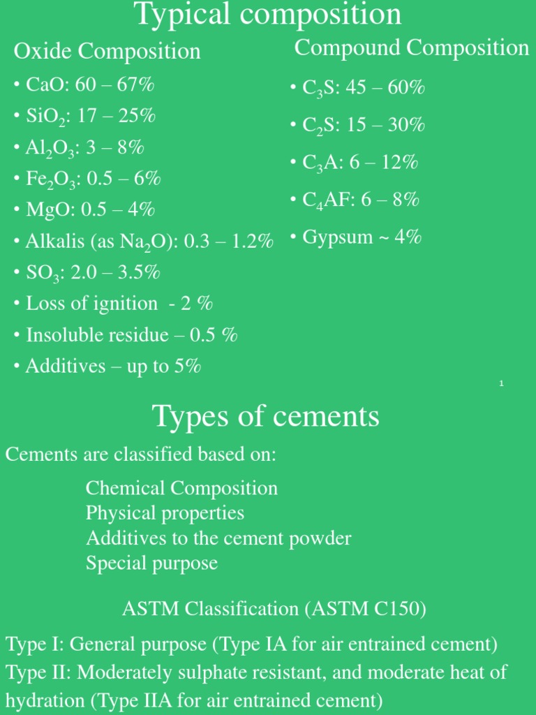 Cement Composition and Types Overview | PDF | Joining | Structural ...