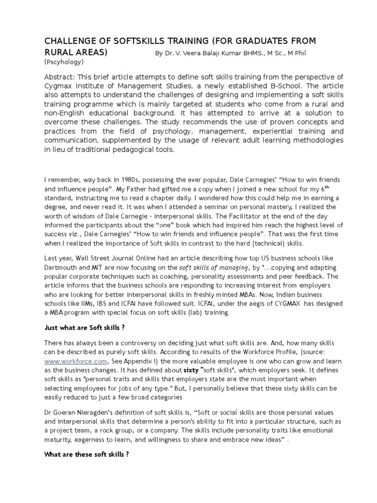 Challenge of Soft Skills Training | PDF | Pedagogy | Neuropsychological ...