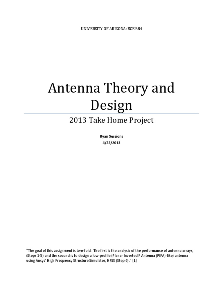 Antenna Theory and Design Project | PDF | Antenna (Radio) | Resonance
