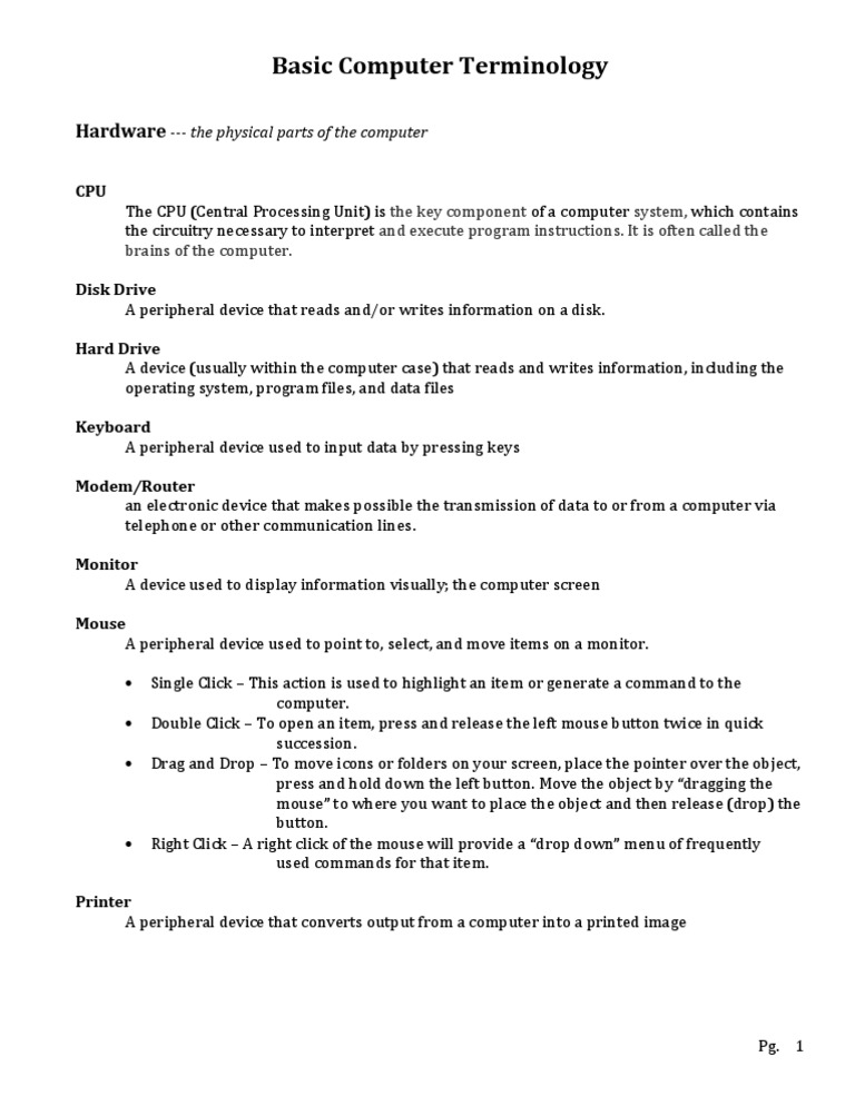 Basic Computer Terminology Notes Pg1