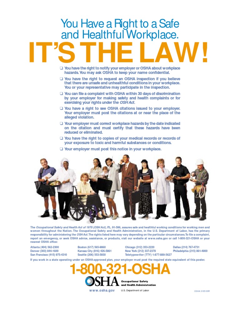 OSHA Rights and Responsibilities Poster | PDF | Social Science