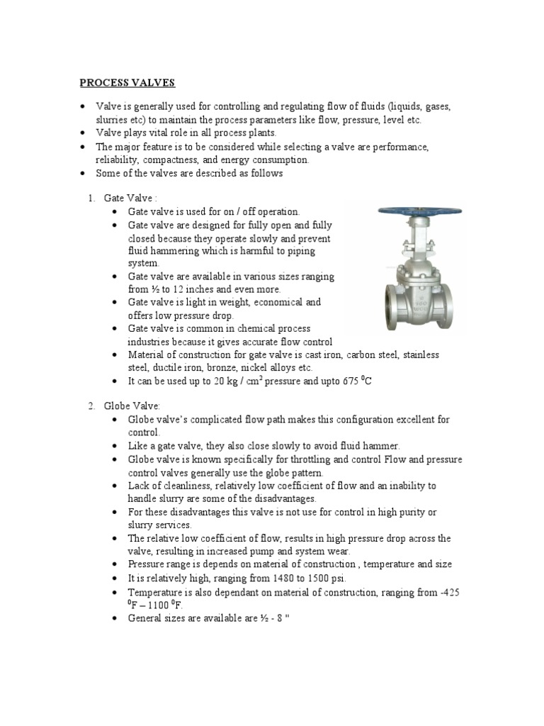Process Valves | PDF | Valve | Fluid Dynamics