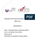 English For Occupational Purpose BEL 312: Assignment 3