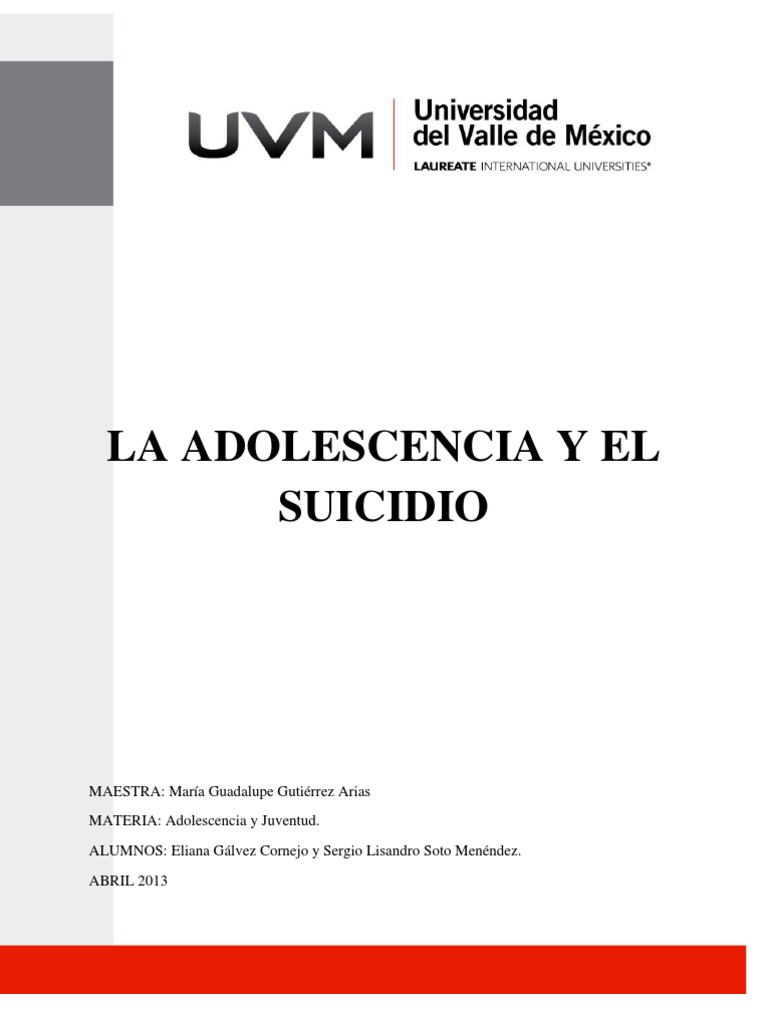 Suicidio en Adolescentes: Causas y Estadísticas | PDF | Suicidio ...