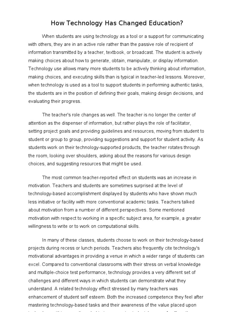 How Technology Has Changed Education | PDF | Motivation | Motivational