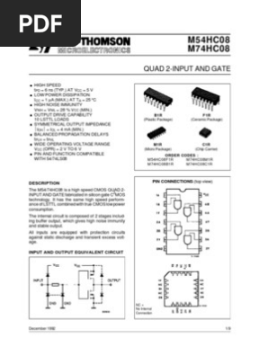 Datasheet 7408 | PDF | Electronic Circuits | Cmos