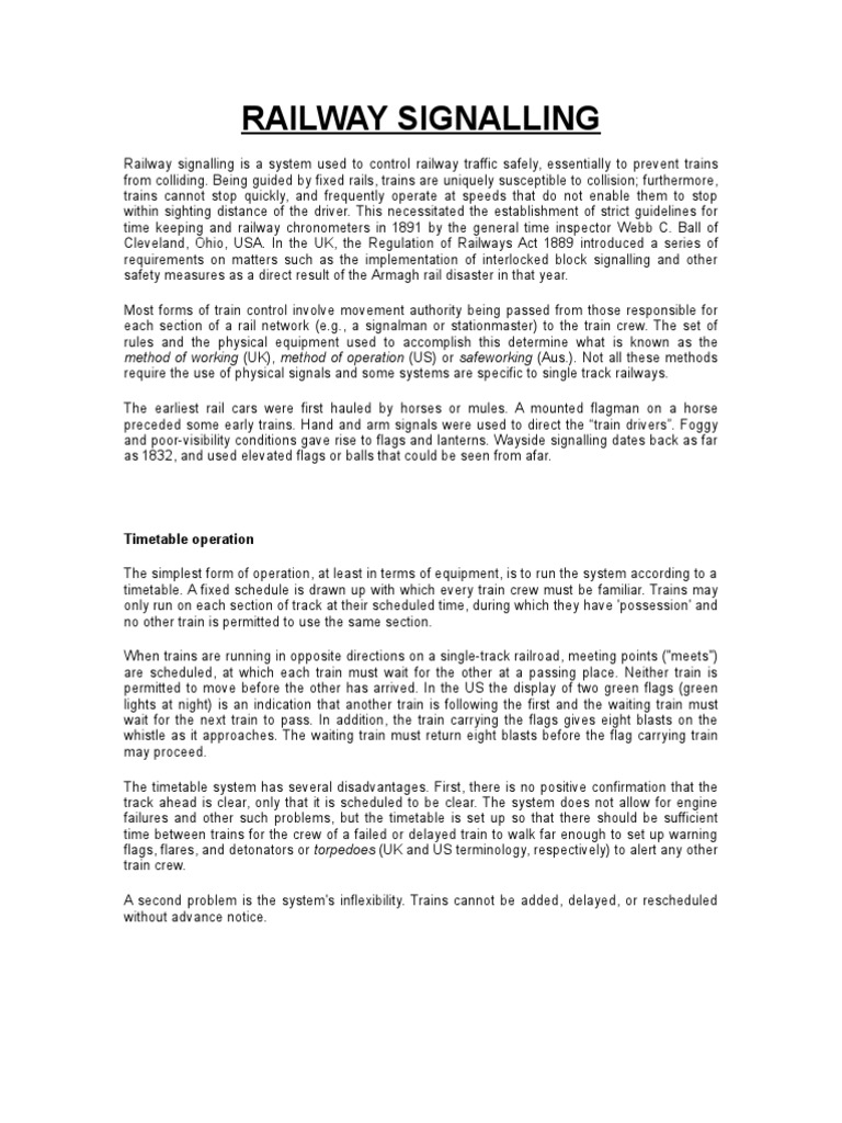 Railway Signalling | PDF | Railway Safety | Transport Infrastructure