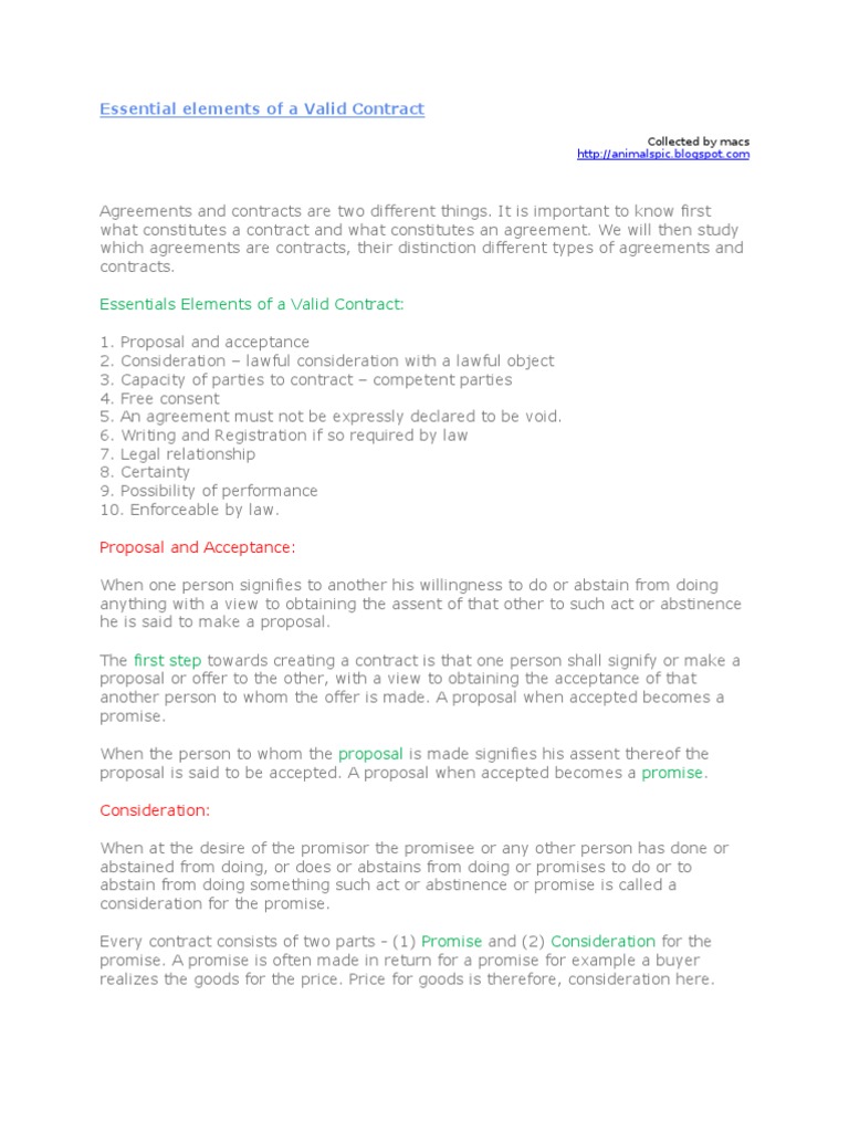 consideration pdf contract law Elements Valid of a Consideration  Essential  Contract